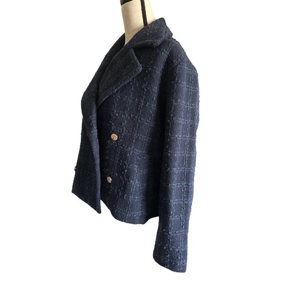 NWT LC Lauren Conrad Navy Pea Coat Seaborne Gold Sailor Buttons Short Length XXL - Picture 3 of 10